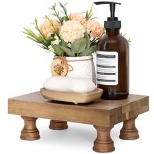 Farmhouse Wooden Riser for Display : Decorative Pedestal Stand for Kitchen De...