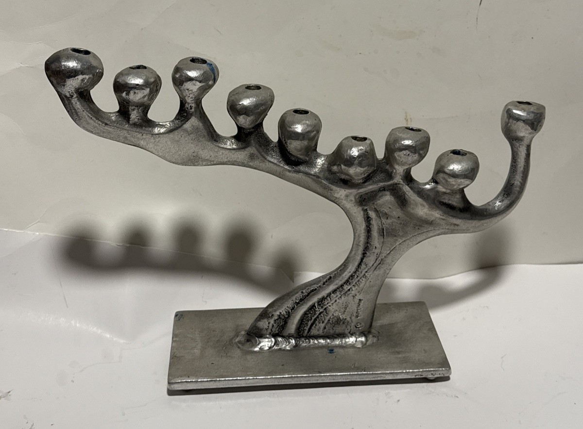 Don Drumm Cast Aluminum Menorah Rare Brutalist mid century Judaica