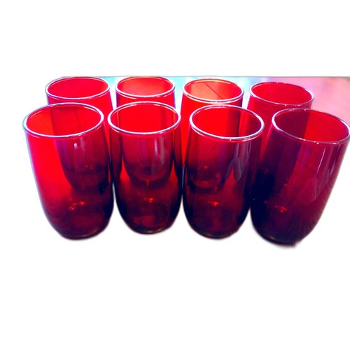 Vintage Ruby Glasses red lot of 8 5" H x 2.25" W Anchor Hocking