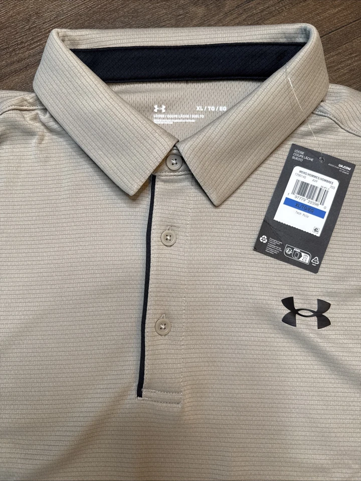 Camisa Polo Under Armour Golf Tech Pro Caqui Calce Suelto Manga Corta XL Foto 3 de 4