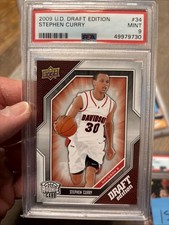 2009 Upper Deck Draft Edition Stephen Curry #34 PSA 9 RC Rookie Card. rookie card picture