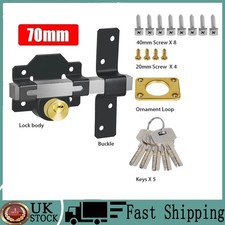 New 70mm Double Long Throw Gate Lock 5-Keys Garden Driveway Locking Both Sides ~
