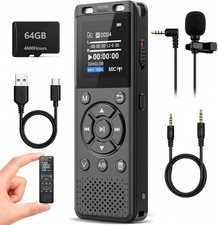 64GB Digital Voice Recorder with Playback,Audio Recording Device for Lectures Me