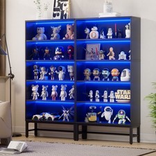 5 Ebenen RGB Mehrzweckschrank mit LED Beleuchtung,Vitrinenschrank Sammlervitrine