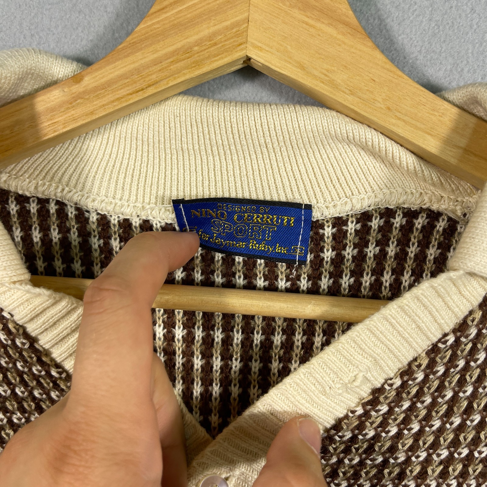 Vintage Nino Cerruti Knit Polo Shirt Mens XL Brown Sweater Italy Luxury Preppy image 3
