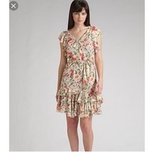 LUPE Diane Von Furstenburg Rainbow Garden Shimmer Flutter Tiered Mini dress