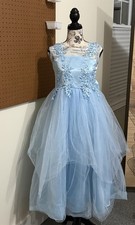 Girl Frilly Dress Backless Wedding Embroidery Floor Length Tulle Prom Ball Gown