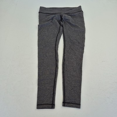 Lululemon Wunder Under Leggings 14 Grau Damen Fischgrätmuster