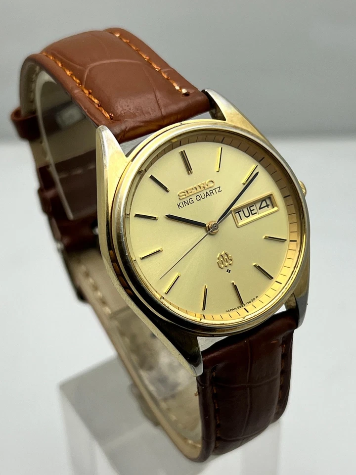 Rare Vintage Seiko King Twin Quartz 9923-702B Day-Date Quartz Watch JDM Gold - Image 3 of 4