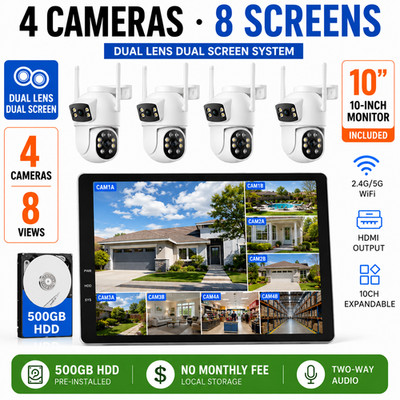 4MP 10CH NVR WIFI Color Night PT Wireless Security Camera System Two Way Audio