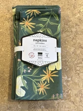 Now Designs Danica 4 Pack Green/Floral Cloth Napkins Bees and Blooms 18"X18" NEW