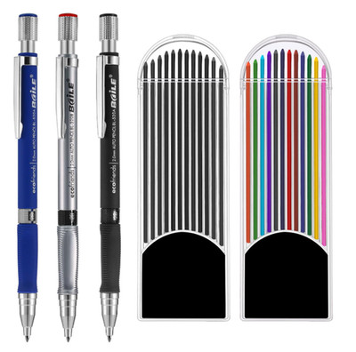 JOVITEC 3 Pieces 2.0 mm Mechanical Pencil with Color and Black Cases Refills ...