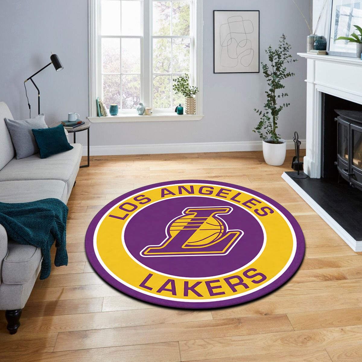 Lakers Round Rug, Basketball Rug, Man Cave Round Carpet, Kids Room