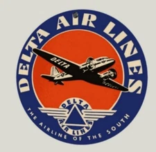 Vintage Style Delta Airlines Travel Metal Sign • airport jet plane airplane