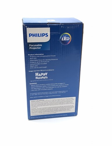 PHILIPS RED Happy Holidays Indoor/Outdoor Focusable Projector New - Picture 3 of 4