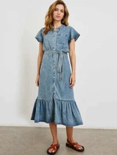 Brand New Rails Women Summer Mid Blue Kahlo Denim Long Dress  XS S M L XL