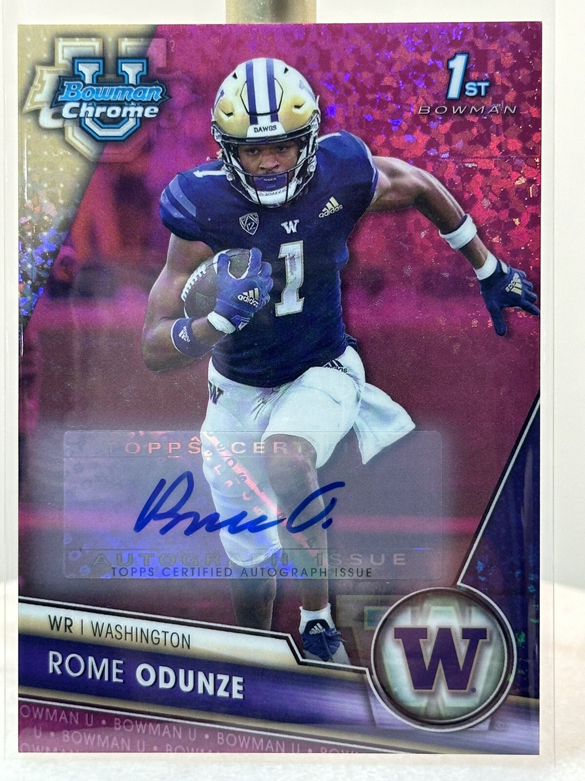 2023 ROME ODUNZE 1st Bowman U Chrome Fuchsia Pink Mini Diamond /150 AUTO 🔥