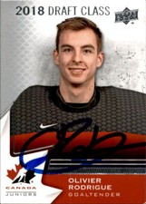 Olivier Rodrigue Signed 2020 Upper Deck Canada Juniors card 92 Edmonton Oilers