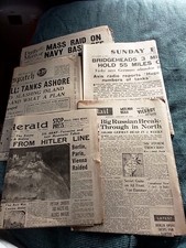 5 x 1970's Reproduction WW2 Newspapers Mirror,  Herald, Mail, Express, Despatch