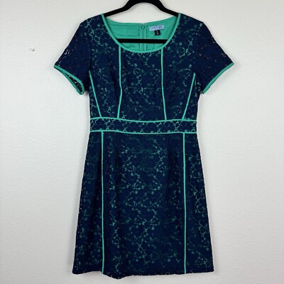 Cynthia Rowley Short Sleeve Sheath Dress Green Navy Blue Lace Overlay 6 | eBay Cynthia Rowley Short Sleeve Sheath Dress Green Navy Blue Lace Overlay 6 | eBay