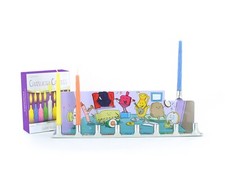Tin Menorah with Candles, Chanukah, Hanukkah, Menorah, Candles