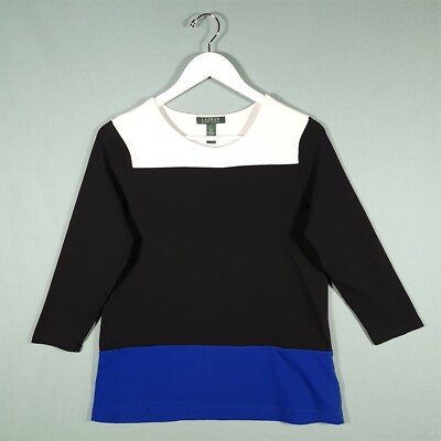 Lauren Ralph Lauren Sweatshirt Damen Large Schwarz Weiß Blau 3/4 Arm Oberteil
