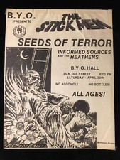 ORIGINAL CONCERT POSTER/FLYER-STICK MEN-SEEDS OF TERROR-INFORMED SOURCES 1980s