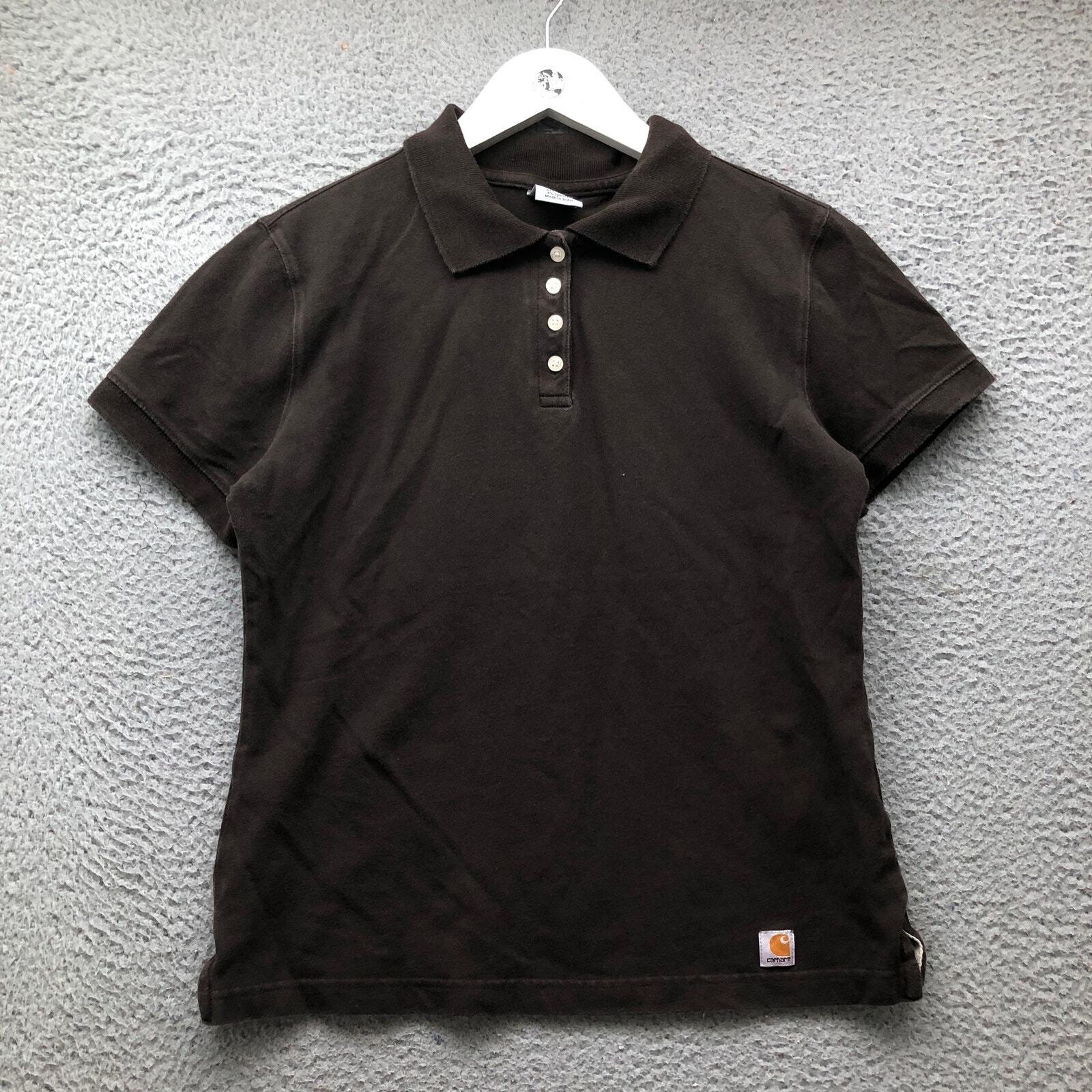 Carhartt Women's Small S Short Sleeve Logo Polo Shirt in Brown WK198 CHL-image