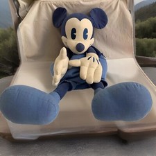 Disney Blue Mickey Mouse Plush Toy /Cotton Bed Pillow w/ Zipper Storage 31  