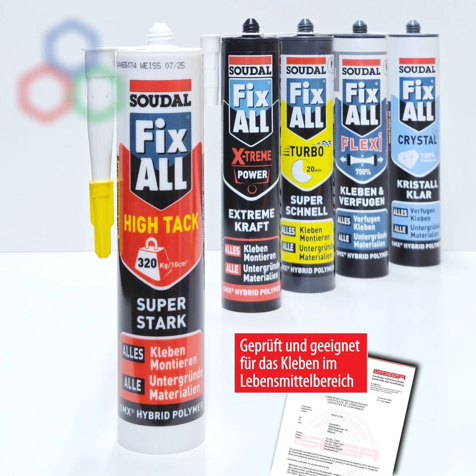 Soudal Fix All 1K Hybrid Klebstoff Polymer Dichstoff Universal ALLE VARIANTEN - Bild 1 von 1