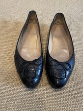 Chanel Ballet Flats Pumps Lambskin & Patent Calfskin Black Size 40.5