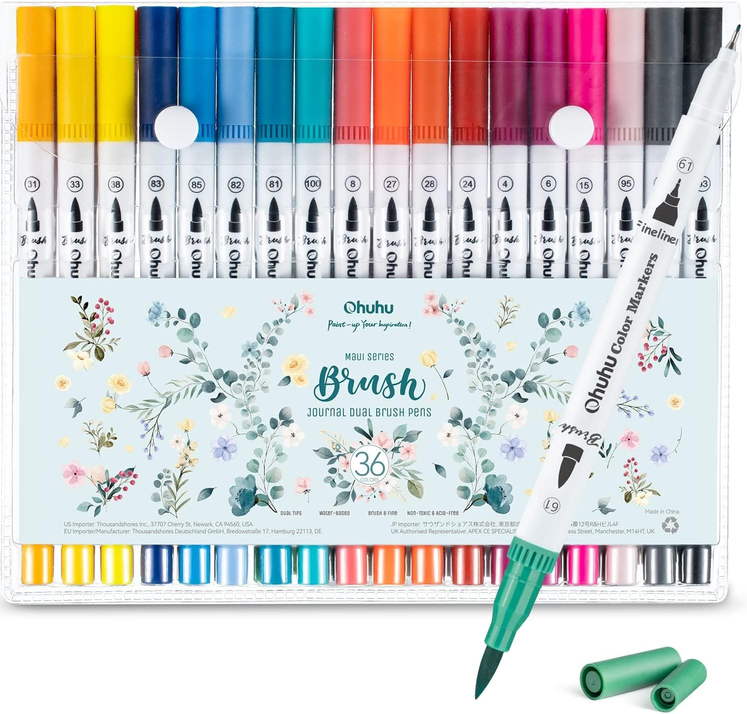 Markers for Adult Coloring Books: 36 Colors Coloring Markers Dual Tips Fine & Br-image