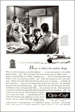 1931 vintage boating Ad CHRIS CRAFT Boats Art Family at home at sea 102419