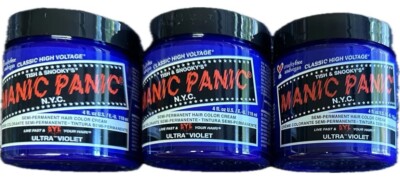(3 Pack) MANIC PANIC Ultra Violet Hair Dye 4 oz Semi Permanent Hair Color Cream