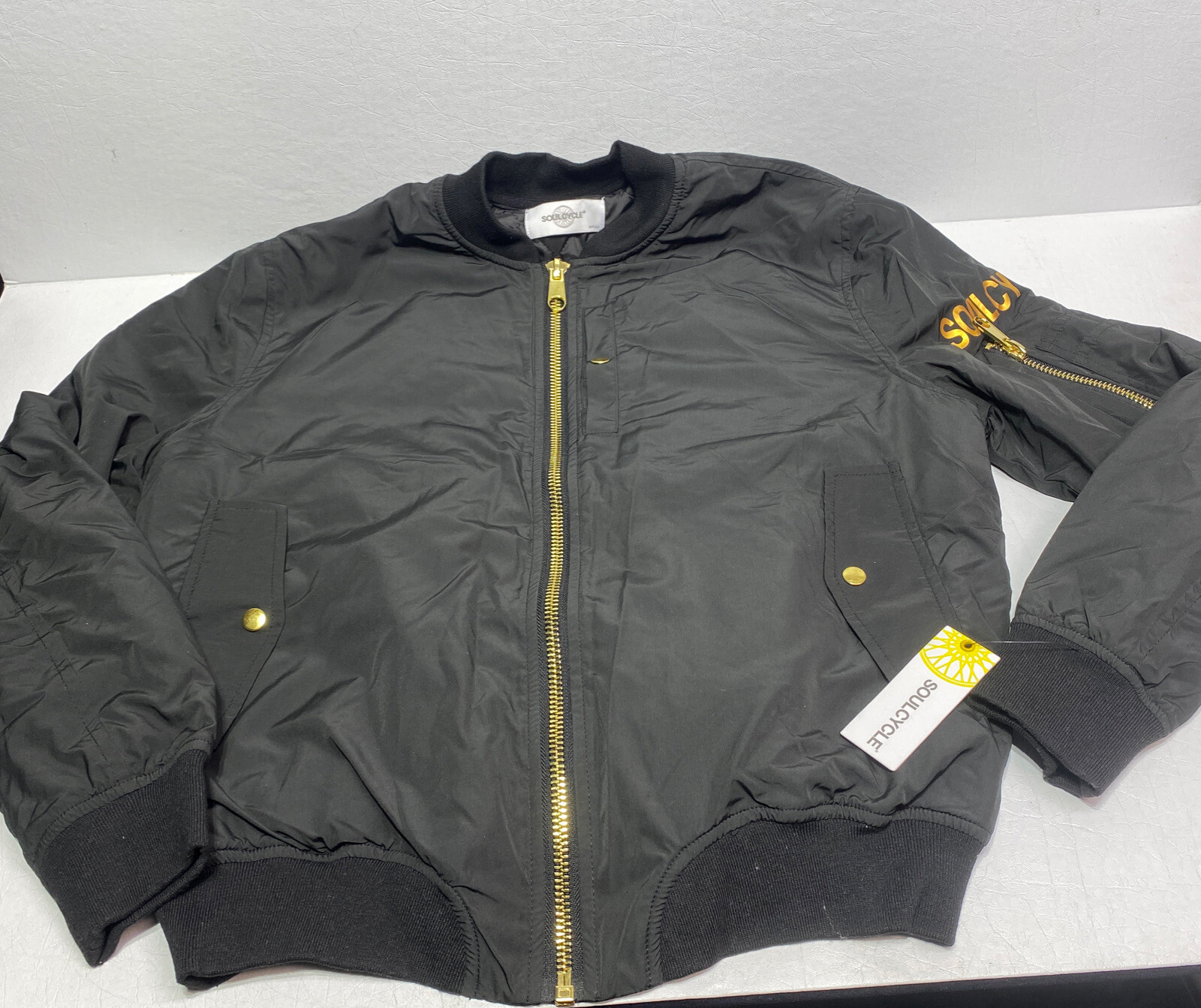 SoulCycle Metallic Trim Bomber Jacket Size Small $130-image