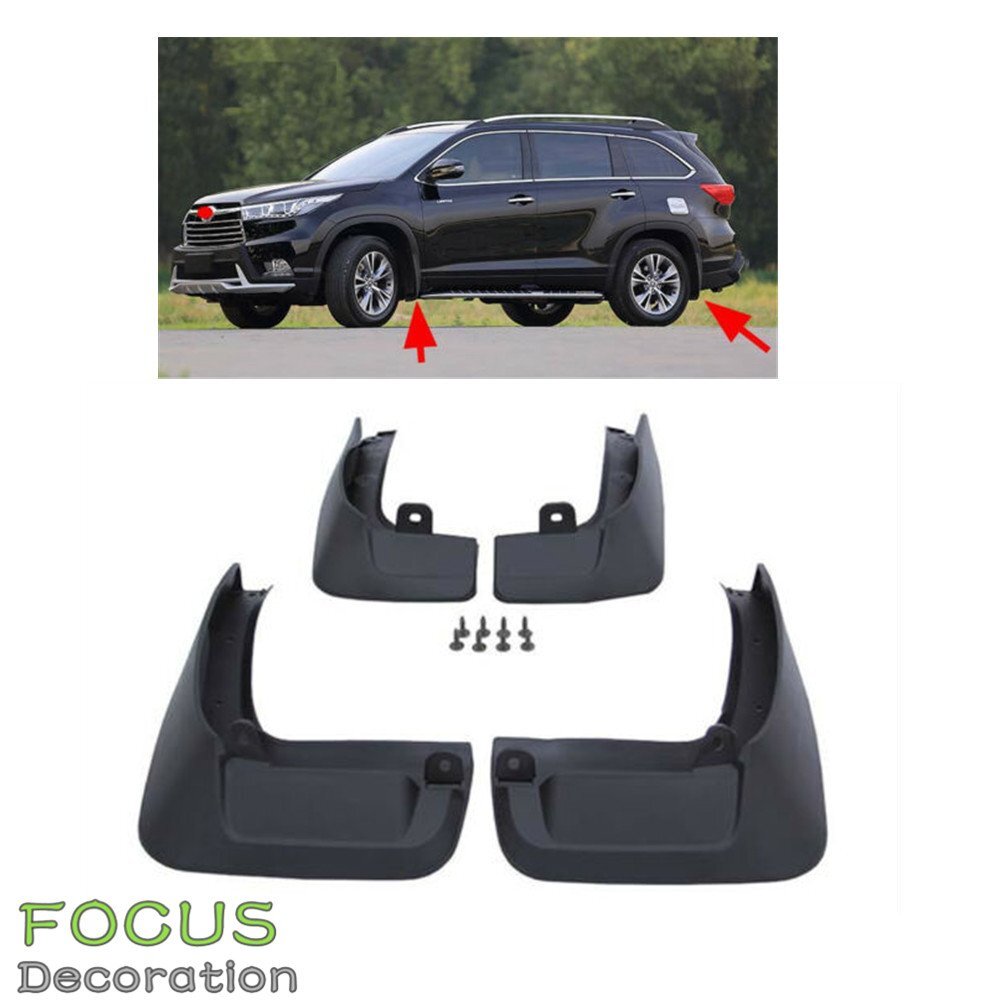 Munirater Mud Flaps Splash Guard Set – Fits Toyota Highlander 2014-2019 – Front & Rear, Black ABS