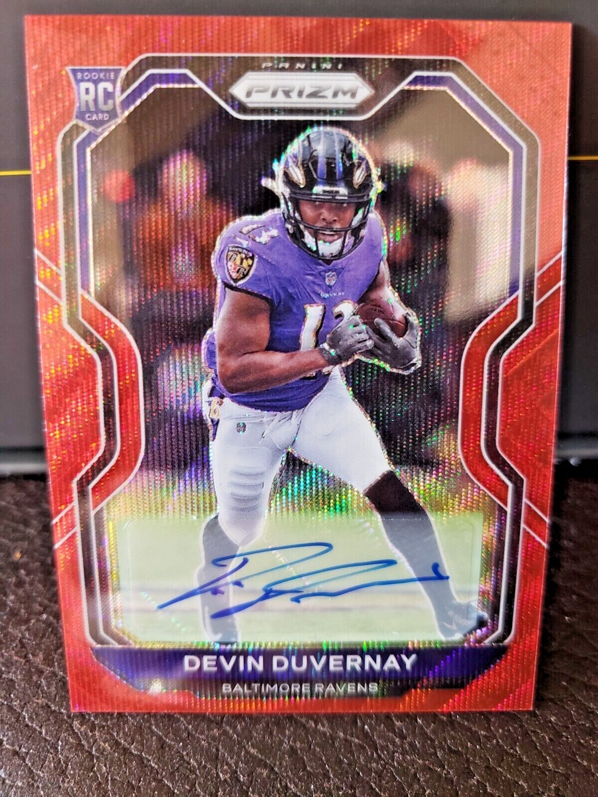 2020 Devin Duvernay Panini Prizm Red Wave #/149  #380 Rookie Auto RC