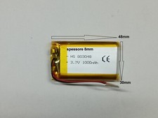 Accumulatore di energia a cella 3.7v 1000mAh 803048 dispositivi lenti gps,cuffie