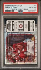 2023 CONTENDERS COLLEGE TICKET #1 BRYCE YOUNG BLUE PSA 10 ROOKIE CARD RC POP 5
