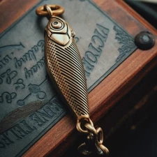 Lure Capsule Pendant for Necklace Brass Fish Keychain Novelty Gifts for Men