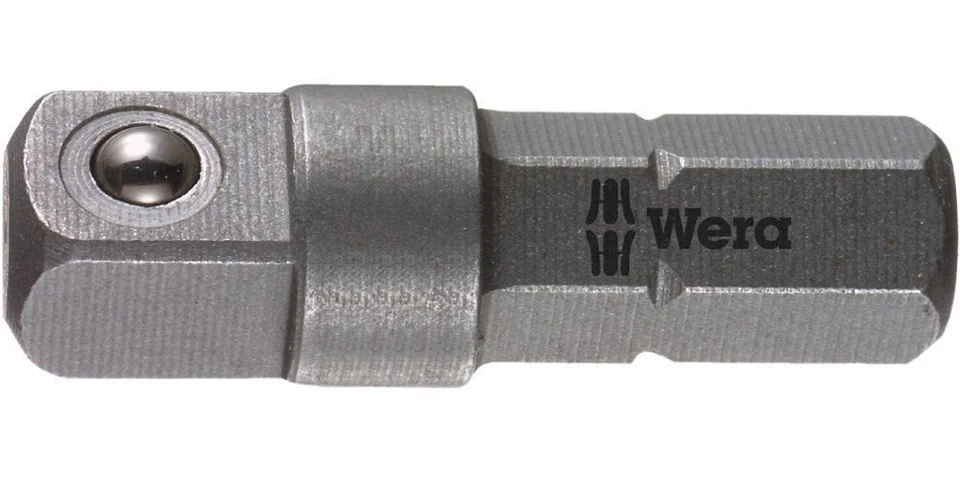 Wera Tools Male 1/4 Hex to Male 1/4 Square Dr Adaptor Shaft for Nut Spinner LL