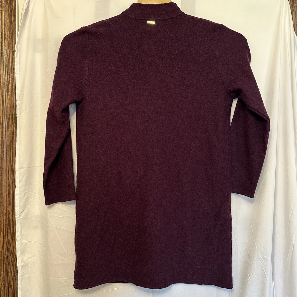 Suéter largo cárdigan abrigo lana Calvin Klein para mujer talla mediana ciruela púrpura Foto 3 de 4