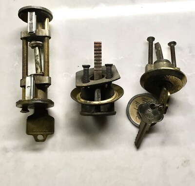 Lot of 3  vintage lock cylinder, 2 Keyed, 1 No Key