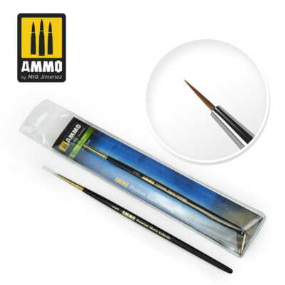 AMMO by MIG Jimenez 8600 Premium Marta Kolinsky Round Brush #5/0 (Natural hair)