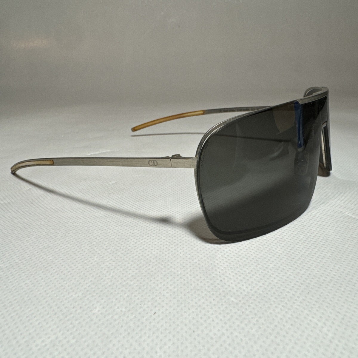 Vintage Christian Dior Home 0038 Metallic Silver Wrap Sunglasses