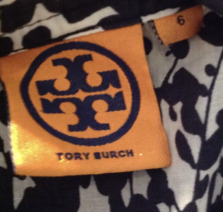 Abito copricostume da spiaggia Tory Burch blu navy manica lunga taglia 6! condizioni nuove
