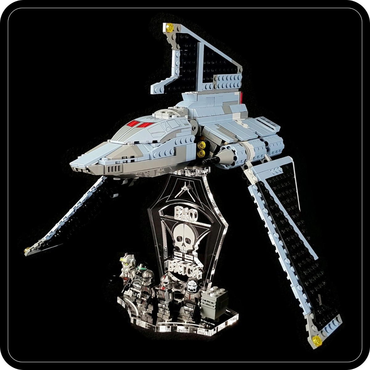 Display stand 3D-ENGV angled for Lego 75314 The Bad Batch