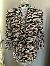 Vintage Silk Blazer Jacket Tiger Animal Print Shells Shoulder Pads 80s Chic WOw