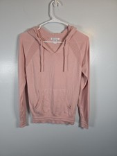 Athleta Pullover Hoodie Sweater Pink Size XS Lightweight Knit Pastel