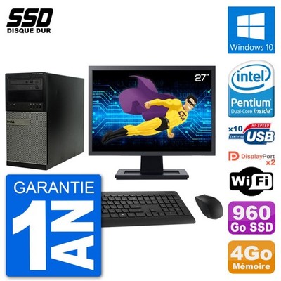 PC tour DELL 7020 Bildschirm 27 '' Intel G3220 RAM 4Go SSD 960Go Windows 10 Wifi